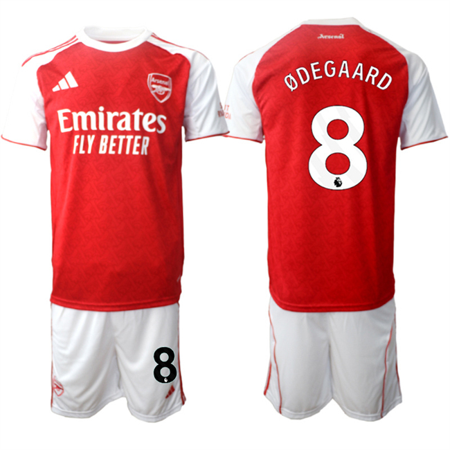 Men's Arsenal F.C #8 Martin Ødegaard 2026 Red Home Soccer Jersey Suit